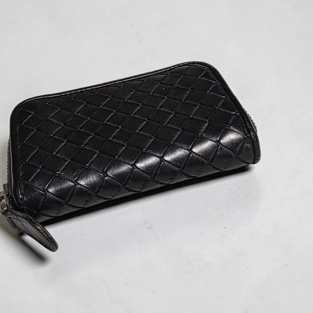 Authentic Bottega Veneta Intrecciato Zip Around Coin Purse W/ Dustbag & Box
